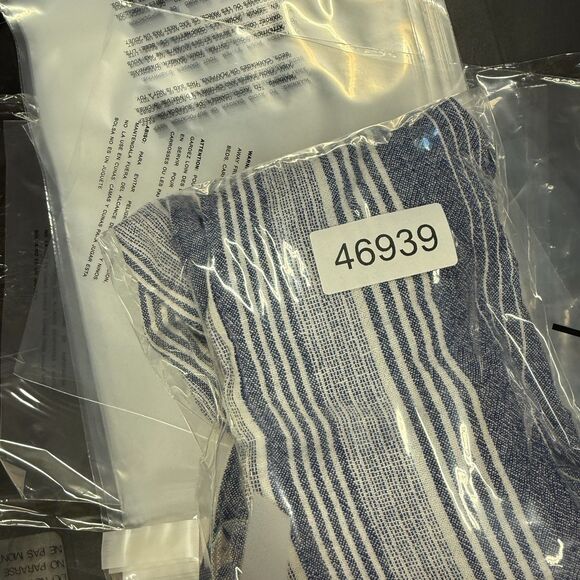 Old Navy Pants Women S Small Blue Striped High Rise Drawstring Chino Linen - Picture 8 of 8